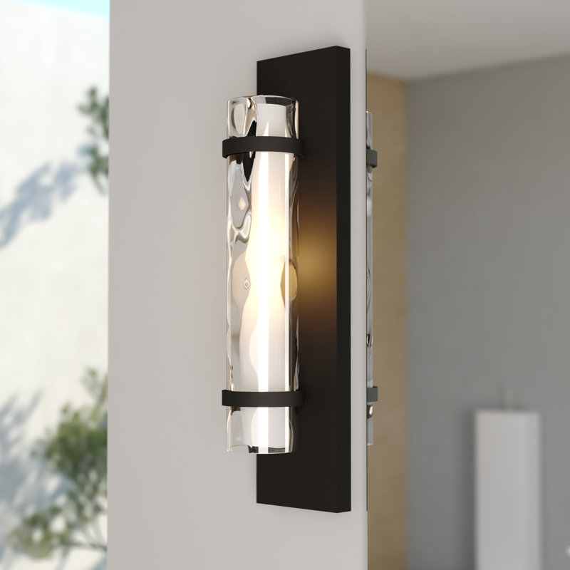 Applique murale simple à 1 lumière pour meuble-lavabo Amada, Noir mat