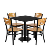 Ensemble de table carrée en stratifié 30 po avec 4 chaises en métal Sid