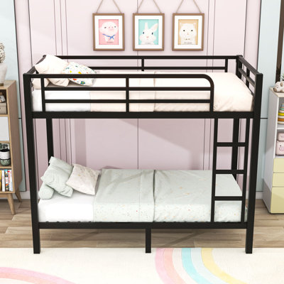 Metal Bunk Bed With Noise-Free Design And Ladder