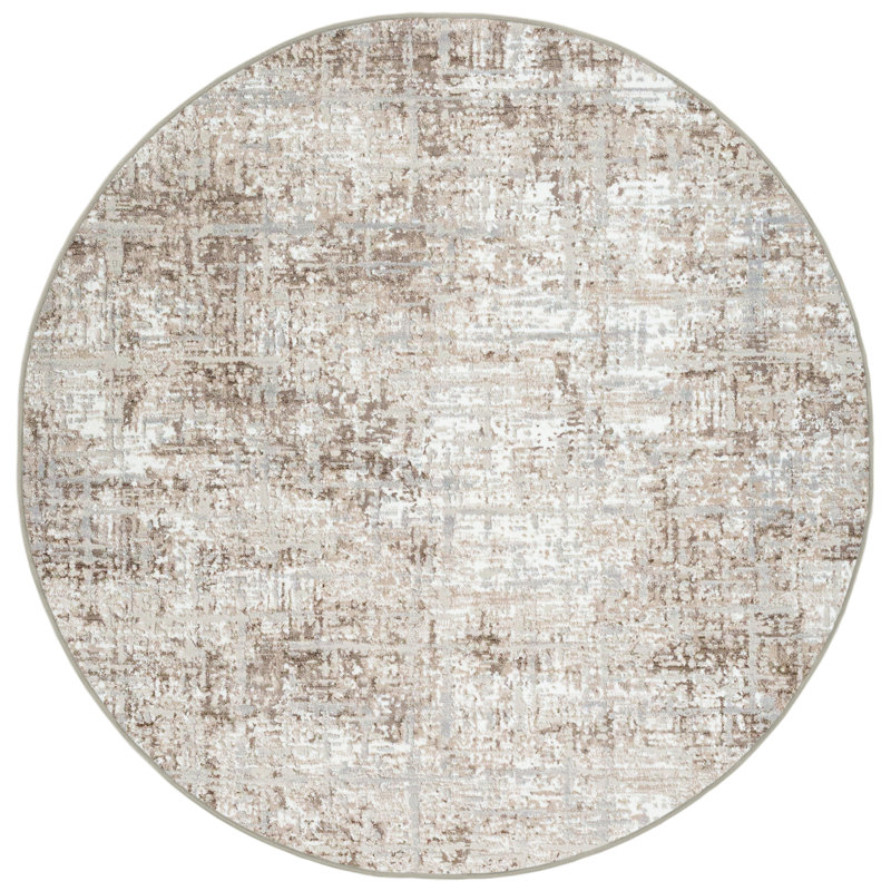 Livigno 1241 Transitional Striated Beige Area Rug, Round 7'10" 