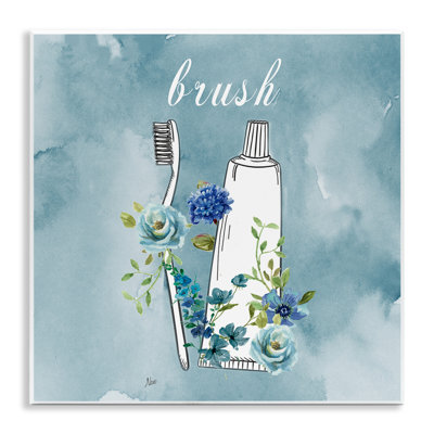 Floral Bathroom Rules Brush Wall Plaque, design by Nan