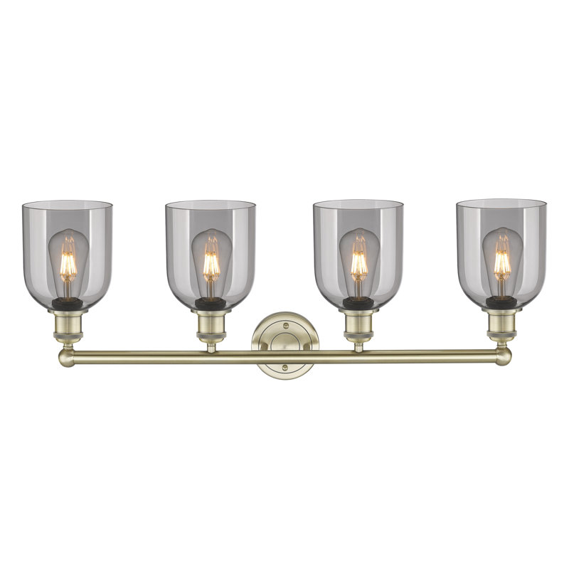 Odaniel 4 - Light Dimmable Vanity Light, Light Smoke, Antique Brass