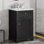 Meuble-lavabo de 20 po avec lavabo, conception verte et beige, structure en bois durable, rangement spacieux, installation facile