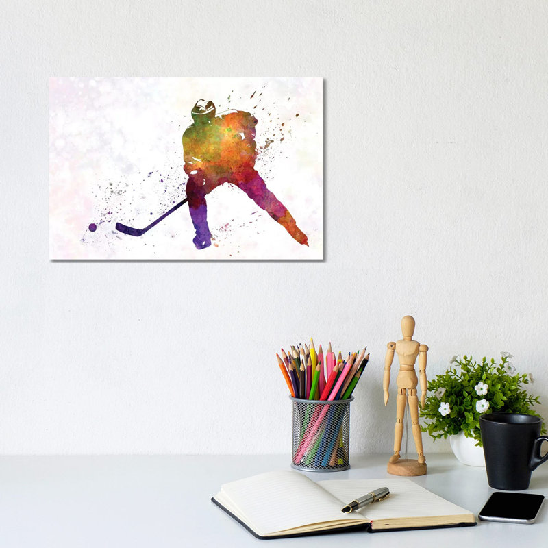 Hockey Skater V by Paul Rommer - Wrapped Canvas Painting, 20.32 cm H x 30.48 cm W