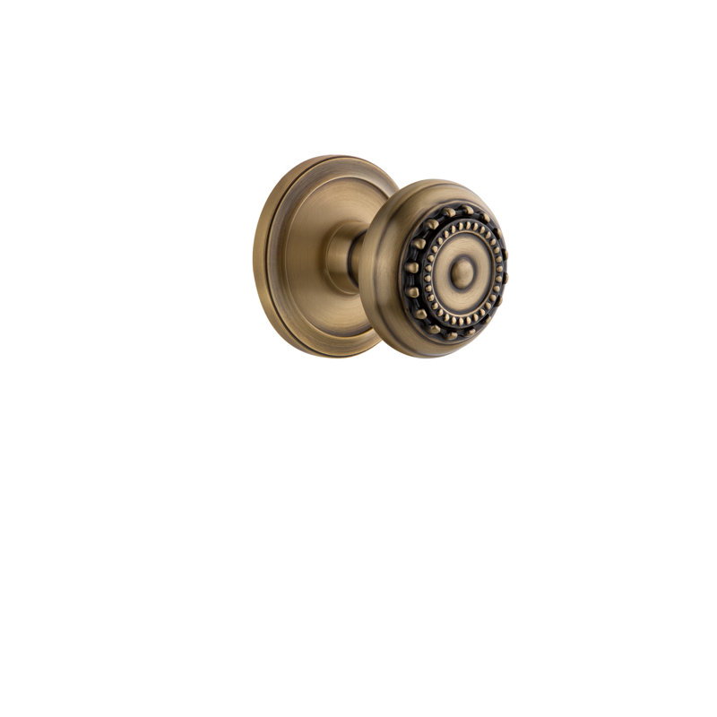 Grandeur Circulaire Rosette Single Dummy with Parthenon Door Knob, Vintage Brass