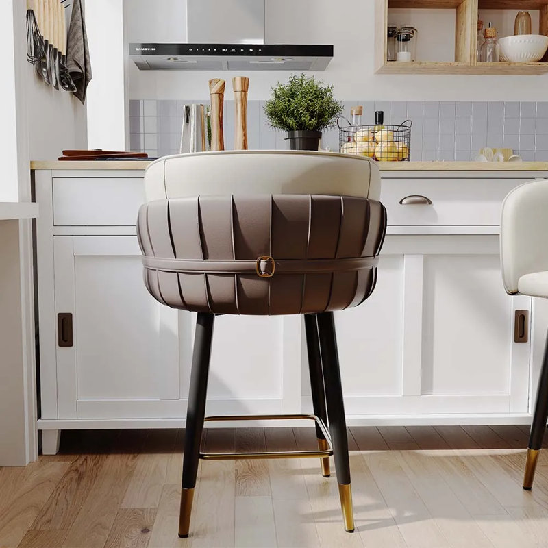 Vera - Modern Counter Height Faux Leather Bar Stools Set Of 2