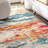 Lasley Contemporary POP Modern Abstract Brushstroke Cream/Blue Rug-909739033