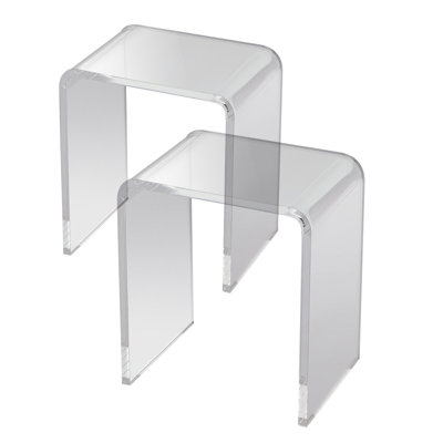 Table de bout en acrylique, 2 tables d'appoint en Lucite en forme de C, table d'appoint en acrylique transparent pour les boissons, la nourriture, les collations utilisées dans le salon, la chambre à coucher et le bureau