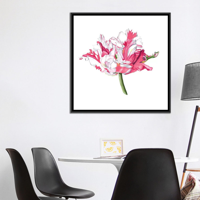 « brighton fleuris v », impression sur toile, H 18 po x l 18 po x P 1,5 po, Pas de tapis, Toile encadrée noire