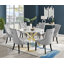 Tierra Modern Chrome Metal & Glass Round Dining Table Set with 6 Luxury Button Velvet Chairs-87470045-81853248