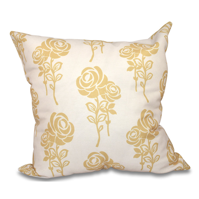 Housse de coussin d'extérieur carré Botanical Blooms, 20 po x 20 po, Or