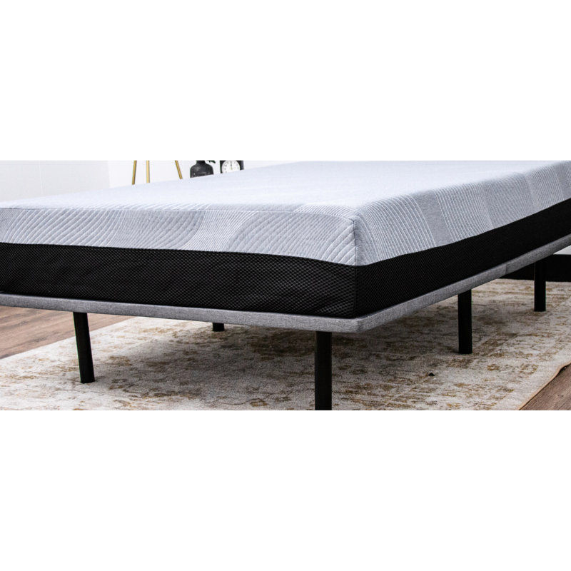 Base de lit grand X Series - rembourrée en gris, 6 pieds réglables, capacité de charge de 1000 lb, plateforme 6, charnières pliables
