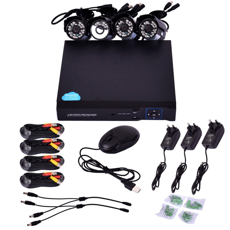 Goplus 4CH 1080N CCTV Home Security Camera System Wall Pack