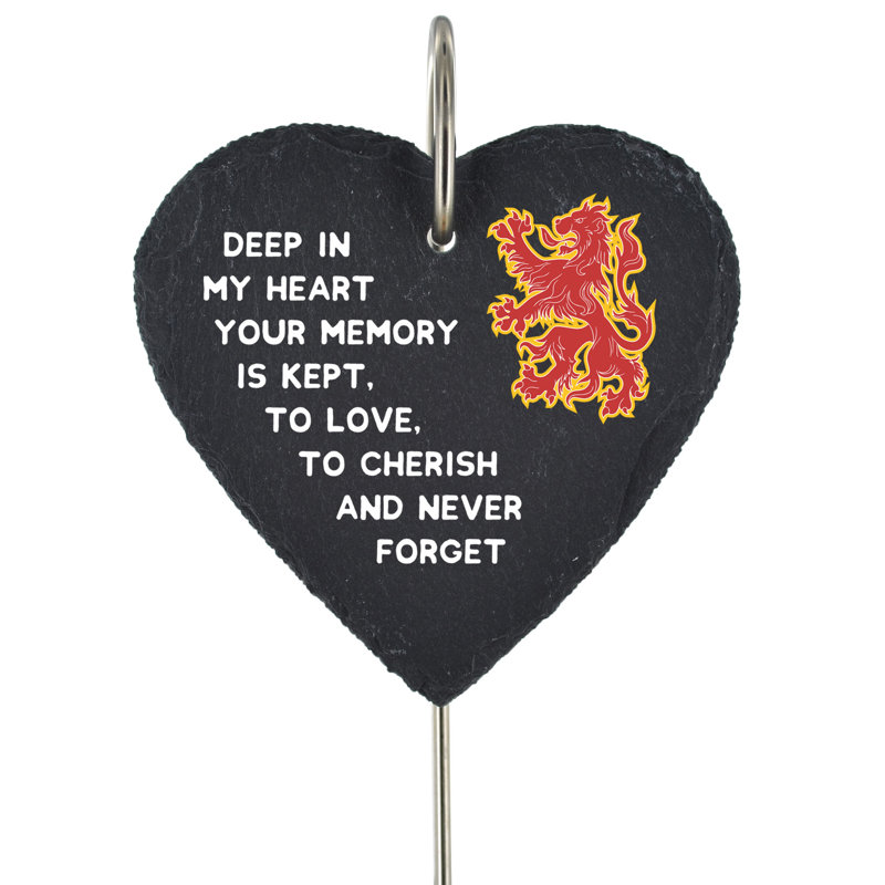 Bikari Slate Heart Scottish Grave Marker Memorial Plaque