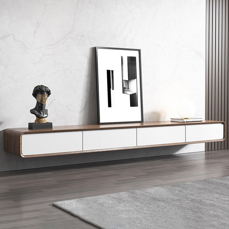 Solid Wood TV Stand for TVs up to 88", Dark Wood/White, 94.49