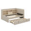 Lit de jour simple rembourré de tissu avec couchette, tablettes de rangement intégrées, charge USB et prises de courant-2000854519