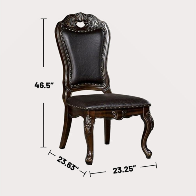 Chaises d'appoint traditionnelles 2 pièces en bois de noyer brun foncé