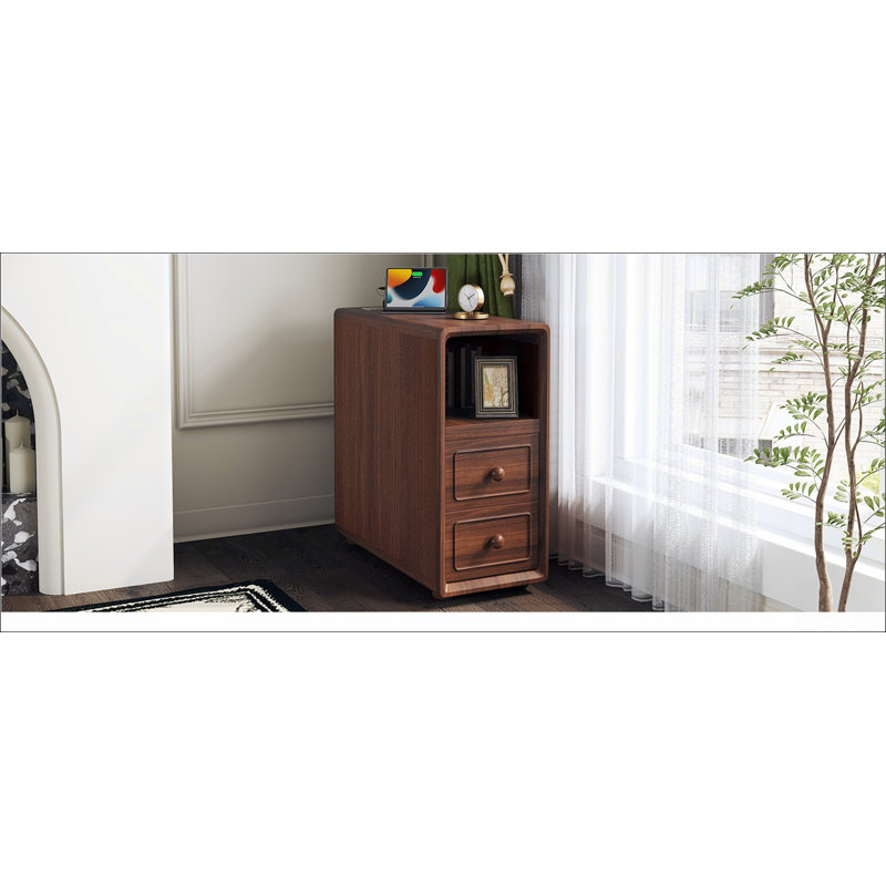 End Table with Drawers, Corner Table with Open Shelves, Tall Side Table for Bedroom and Corner(Expect Arrival Date 2025/4/16)