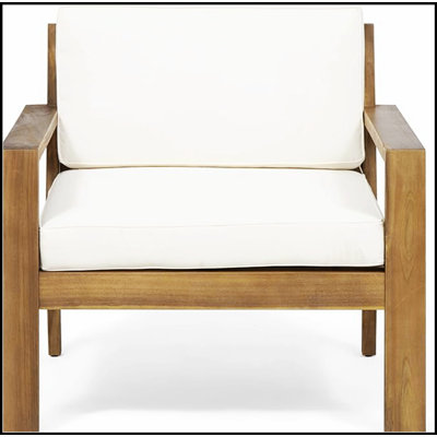 CHAISE CLUB EN BOIS DE SANTÉ ANA ACACIA avec coussins résistants à l'eau et finition brossée durable pour une utilisation extérieure