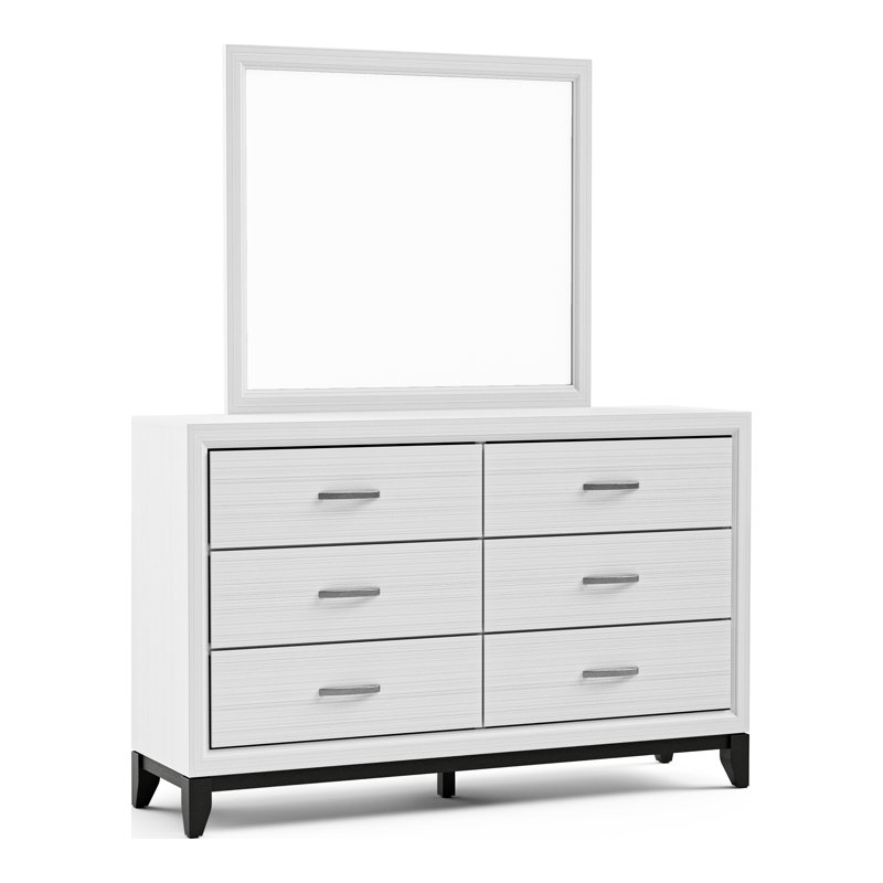 Ferris 6-Drawer Dresser And Mirror Set, Noir / blanc