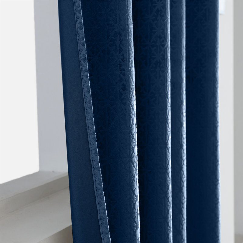 Adwita Temple Blackout Eyelet Curtain Panel Pair, 117" W x 137" L, Navy