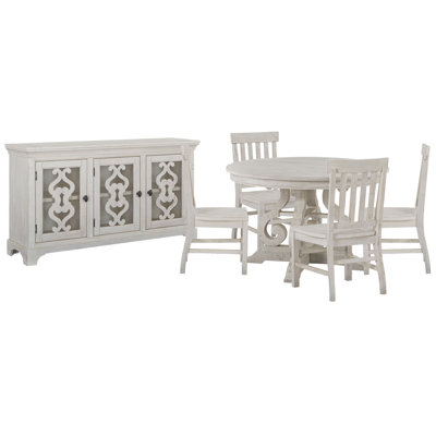 48" Round Dining Table With 4 Side Chairs And Server