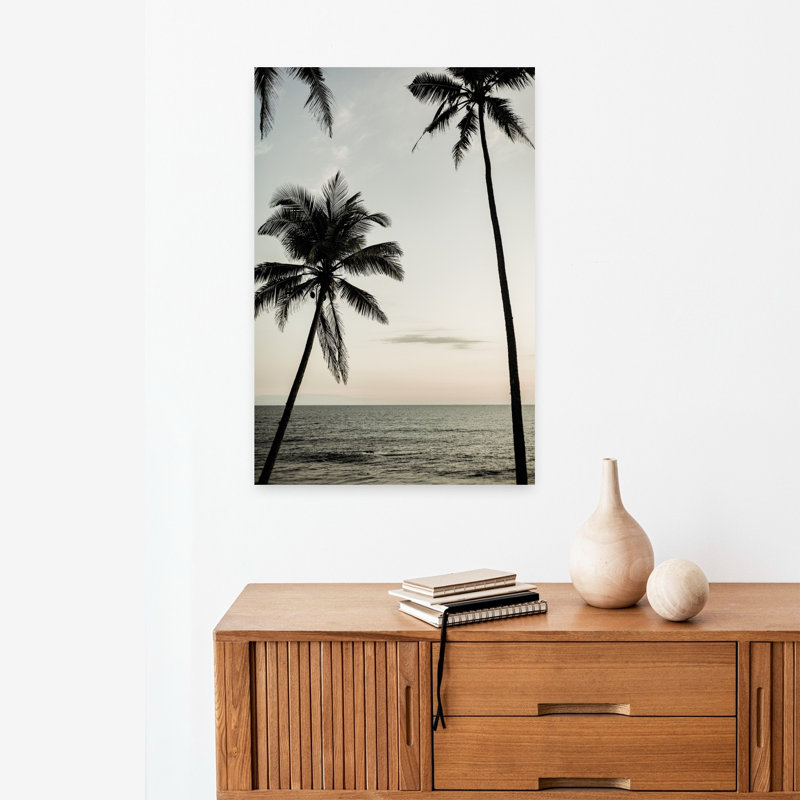 Contemporary Art Abstract Palm Tree Coastal Landscape Art, 24" H x 16" W