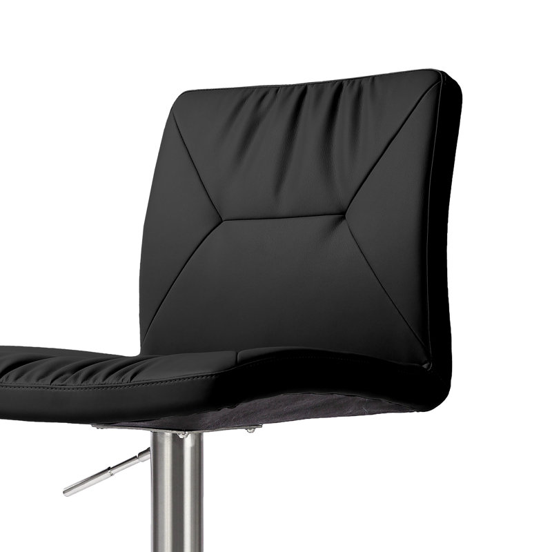 Tabouret ajustable en cuir Lowgan, Noir, noir, noir, noir