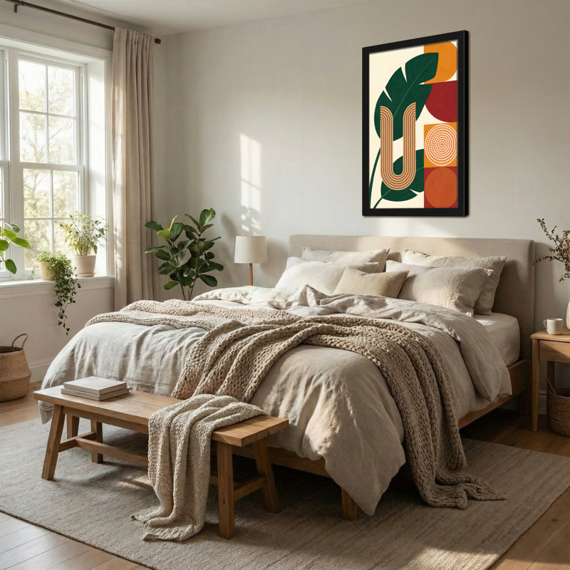 Abstract Abstract Tropical Leaf And Geometric Shapes, 12" H x 18" W