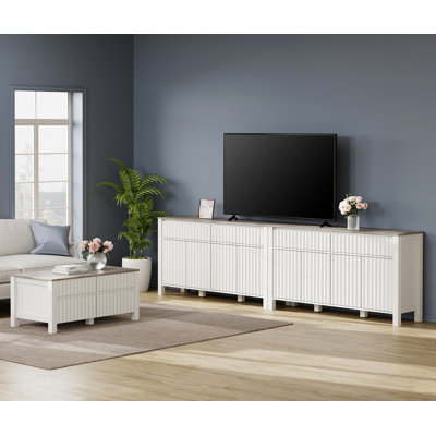  Tv Stand And Coffee Table Set Of 2, 114 Inch Tv Stand With Storage And 1 Large Coffee Table
