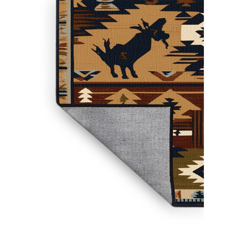  Tapis lavable Bull Rider Southwestern, Rectangle 5 pi x 7 pi