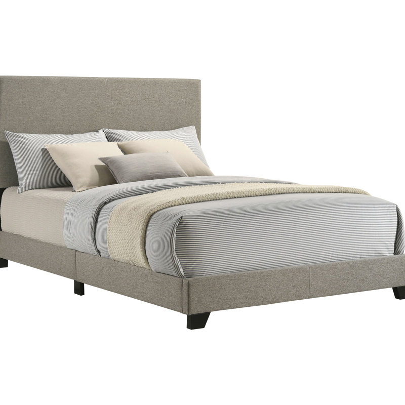 Lit à panneau tapissier double taupe, tête de lit rembourrée pour le style et l'élégance, bois d'ingénierie en bois d'hévéa, pieds en bois massif noir, largeur de 82,82 po, combinaison, longueur 58 po