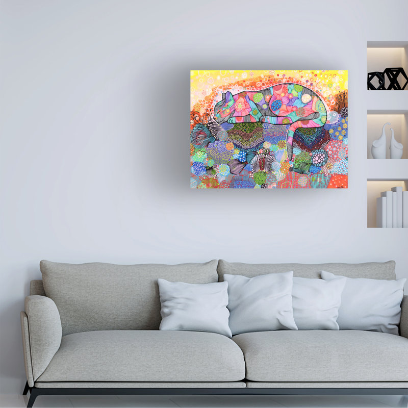 Art mural sur toile tendue - Noemi Ibarz «Nim Cat» pour décoration de salon, de chambre à coucher ou de bureau - 24 x 32