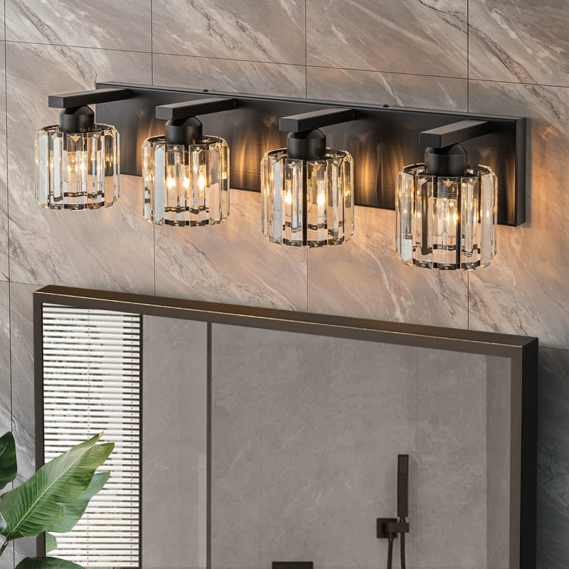 Éclairage de salle de bain à intensité variable 4 lumières, Noir mat, 4