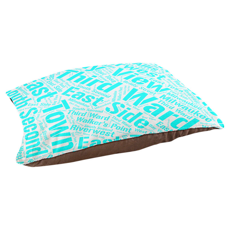 Coussin de chien « districts », Très grand (H 17 po x l 50 po x P 40 po), Cyan, Milwaukee