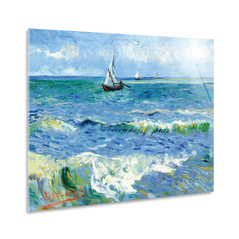 The Sea In Les Saintes Maries by Vincent Van Gogh - No Frame Painting on Glass, 65cm H x 95cm W