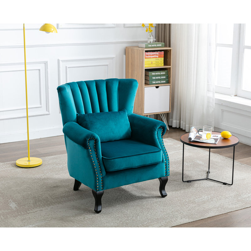 Dorava Velvet Accent Chair, Teal