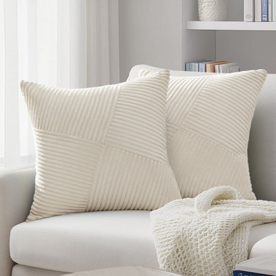Corduroy Throw Pillow Covers,Soft Corduroy Couch Decorative Pillow Covers Windmill Textured Striped Cushion Cover,Set of 2