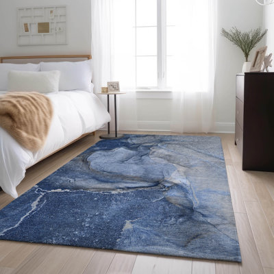 Premium Machine Washable Cerrito AMF524 Navy Rug