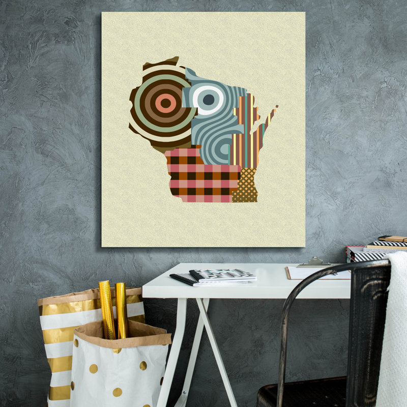 'Wisconsin State Map' by Lanre Adefioye, Canvas Wall Art, 30" H x 26" W x 1.5" D