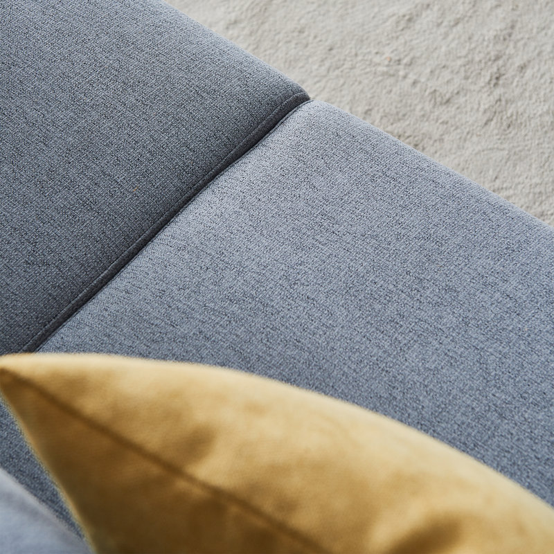 Causeuse à accoudoirs carrés en lin de 74,1 po de largeur, Mélange de polyester gris