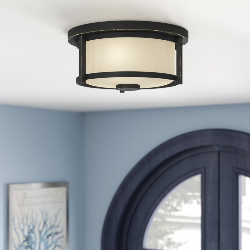 Plafonnier encastré 2 lumières Attah, H 5 po x l 11 po, Bronze vieilli