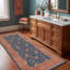 Tapis Acacia2 traditionnel à motif floral intégral, bleu sarcelle, or et crème, lavable à la machine, antidérapant, à poils courts, pour l'intérieur et l'extérieur, adapté aux animaux domestiques, idéal pour le salon, la chambre, la salle à manger, l'entrée, le couloir ou le bureau.-425780514