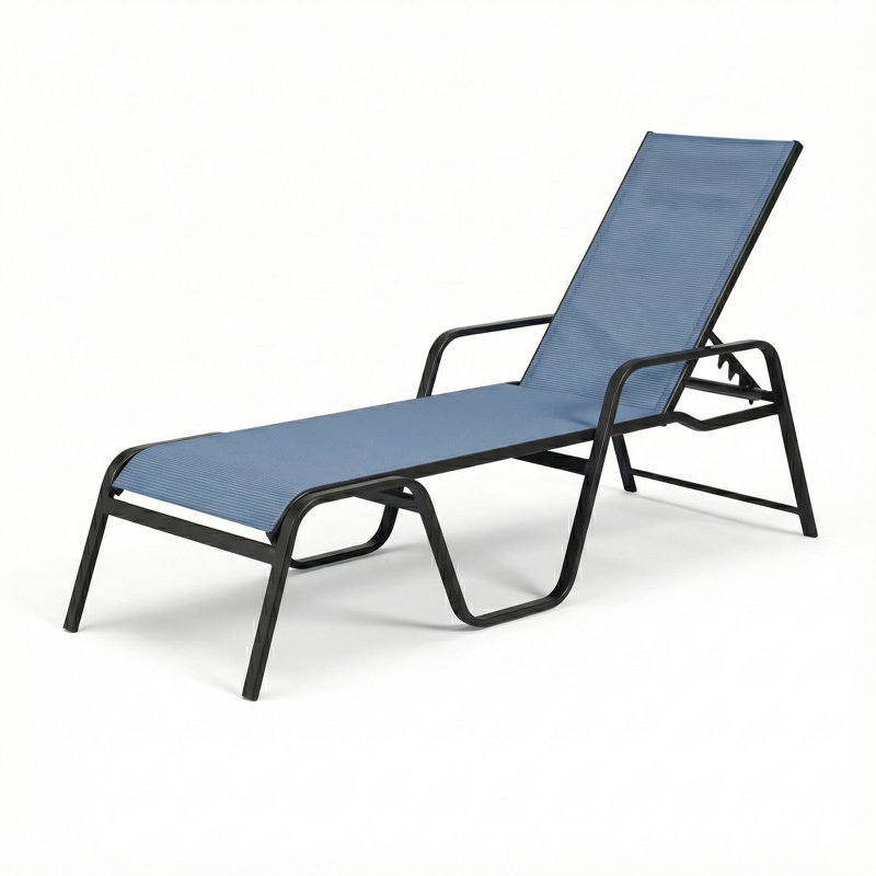 Chaise, Dupioni Poolside Sling/Matte Black