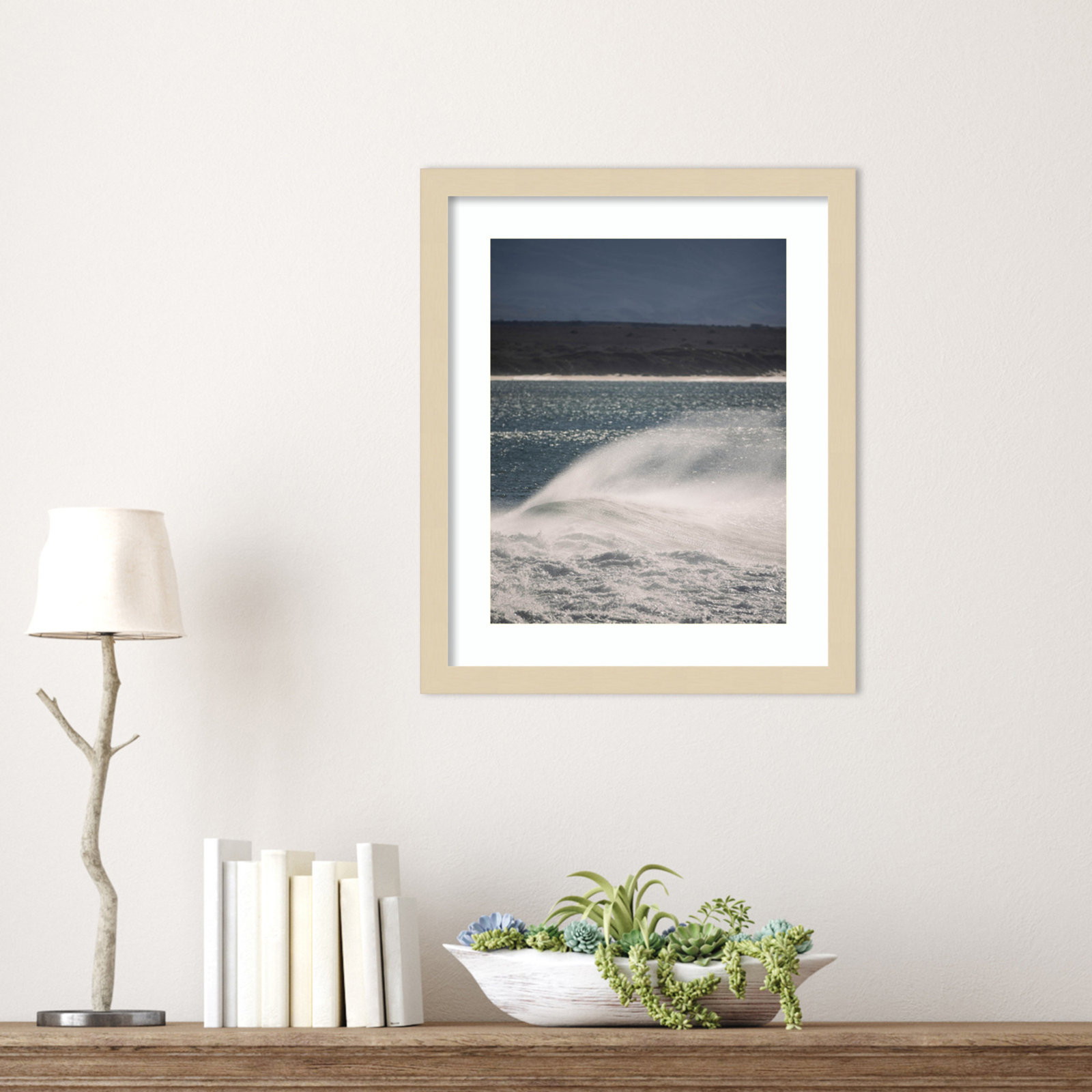 Sea Spuit by Shot by Clint Wood Framed Wall Art Print, Brown , 17" H x 14" W