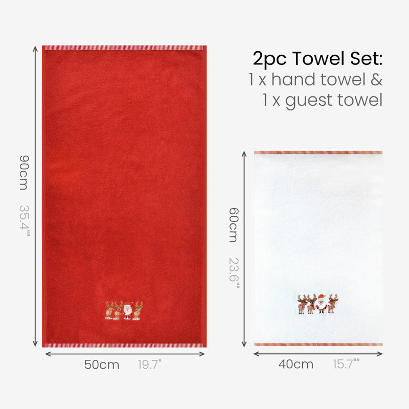 Kian Christmas Hand Towel Set 2pc