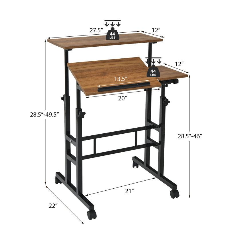 Linco Height Adjustable Standing Desk, Brown/Black