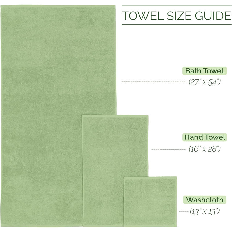Ensemble de 6 serviettes de bain en velours côtelé de luxe Elegant Comfort, Sauge