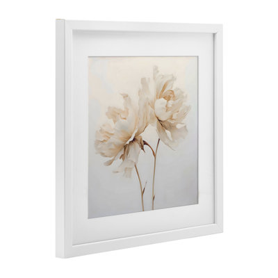 Doux pivoines blanches en fleurs, reproduction sous verre, design by Creative Studio