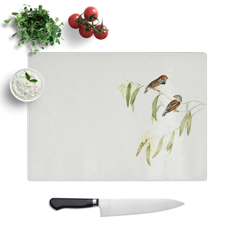 Tempered Glass Chestnut-Eared Finch Chopping Board, 28.5 cm W x 20 cm L